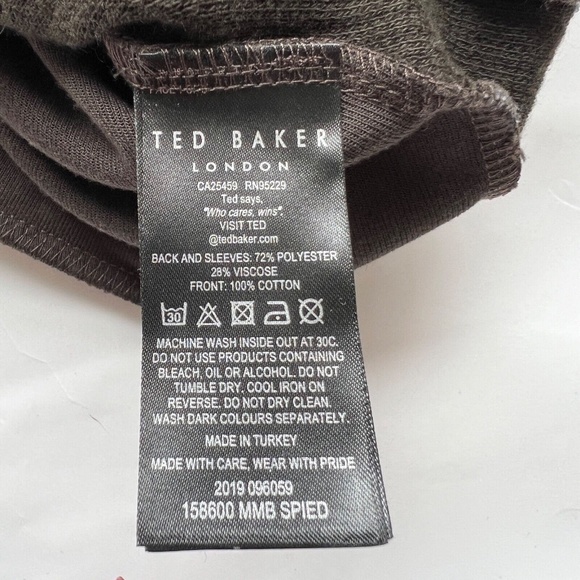 Ted Baker London Sweater Brown Full Zip Cardigan Jacket Men’s Size 5 Contrast Sl - Picture 8 of 9